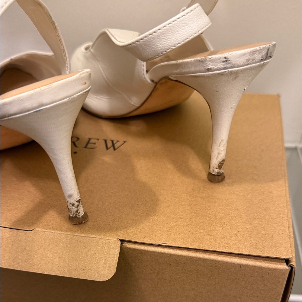 Bleeker & Bond Elegant White Slingback Heels - Picture 6 of 7